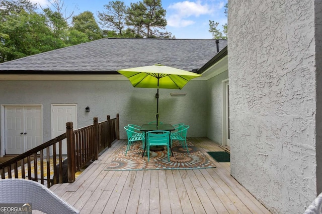 836 Palmetto Tyrone Rd, Sharpsburg, GA 30277 - wooden terrace with outdoor dining area