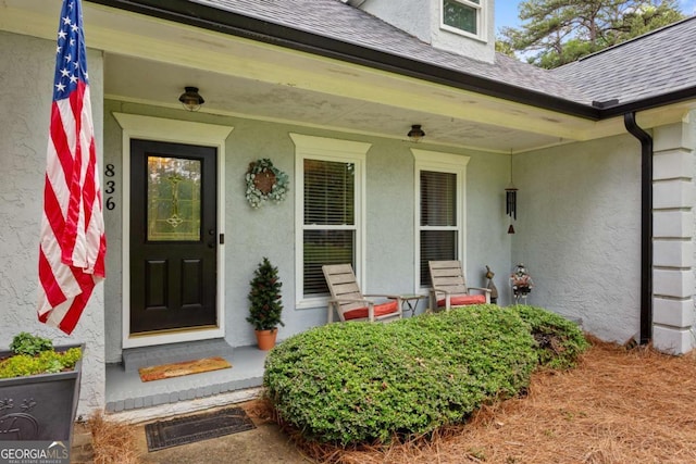 836 Palmetto Tyrone Rd, Sharpsburg, GA 30277 - entrance to property with roof with shingles and stucco siding