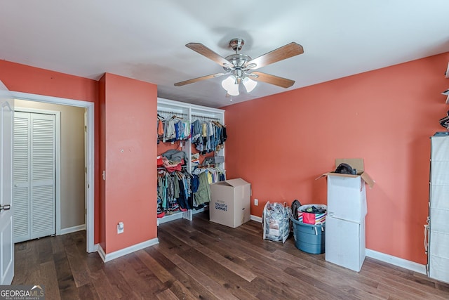 5342 Lakerock Dr SW, South Fulton, GA 30331 - bedroom featuring a closet, wood finished floors, baseboards, and ceiling fan