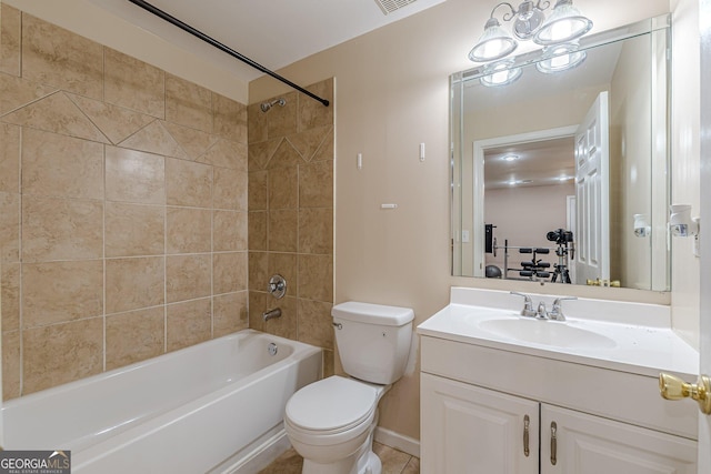 5342 Lakerock Dr SW, South Fulton, GA 30331 - bathroom featuring toilet, shower / tub combination, vanity, and tile patterned floors