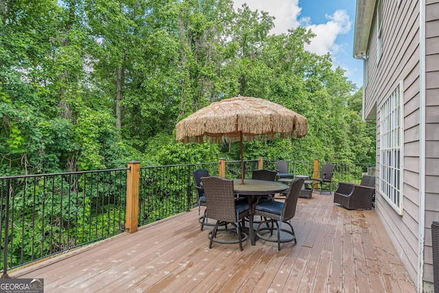5342 Lakerock Dr SW, South Fulton, GA 30331 - wooden terrace with outdoor dining area
