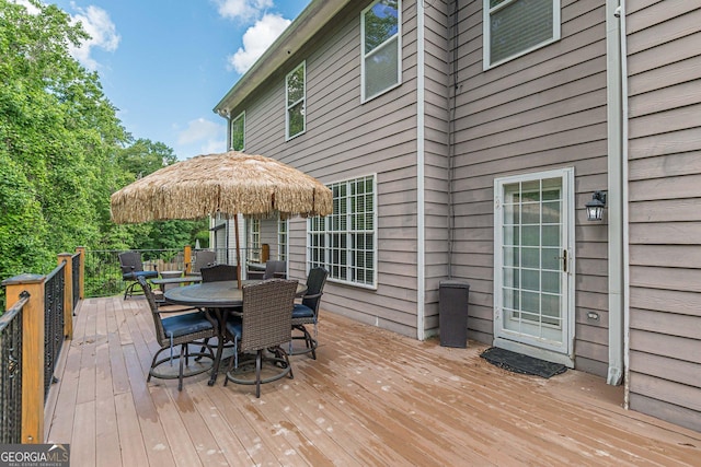 5342 Lakerock Dr SW, South Fulton, GA 30331 - wooden terrace with outdoor dining space