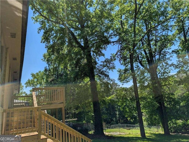 2131 Glendale Dr, Decatur, GA 30032 - view of yard featuring stairs and a wooden deck