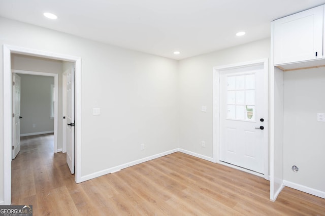 2131 Glendale Dr, Decatur, GA 30032 - foyer with light wood-style floors, baseboards, and recessed lighting
