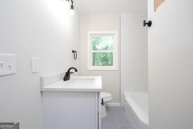 2131 Glendale Dr, Decatur, GA 30032 - bathroom featuring vanity, tile patterned floors, and toilet