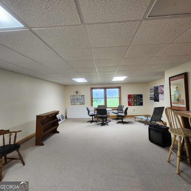 8578 Soapstone Creek Cir, Hiawassee, GA 30546 - office featuring a drop ceiling, carpet, and baseboards