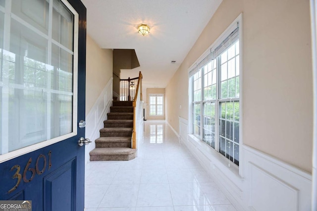 3601 Gainesway Trce, Duluth, GA 30096 - entryway featuring stairway and light tile patterned floors