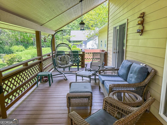 30 Putter Ln, Dillard, GA 30537 - wooden terrace with an outdoor living space