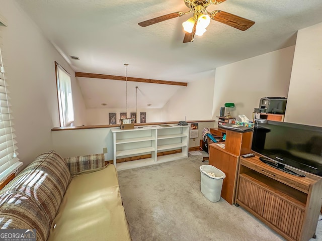 30 Putter Ln, Dillard, GA 30537 - carpeted living room featuring a ceiling fan and vaulted ceiling