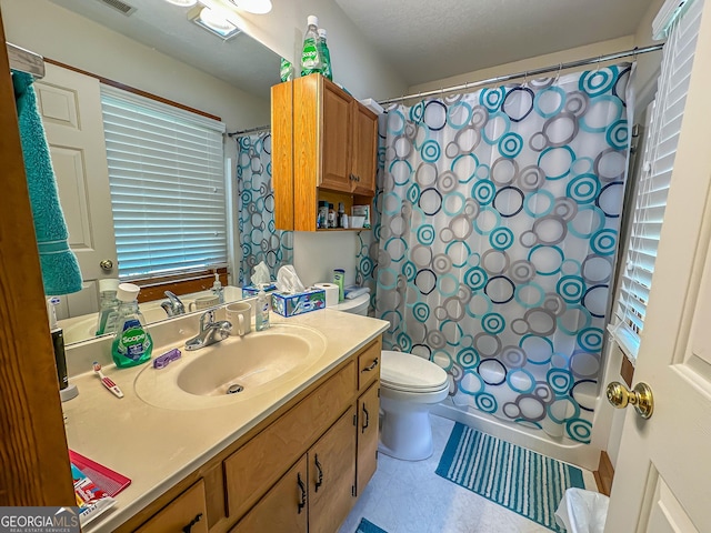 30 Putter Ln, Dillard, GA 30537 - bathroom with toilet, vanity, tile patterned floors, and shower / bathtub combination with curtain