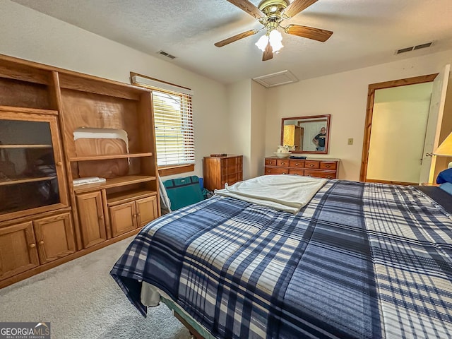 30 Putter Ln, Dillard, GA 30537 - bedroom featuring attic access, light carpet, a ceiling fan, and a textured ceiling