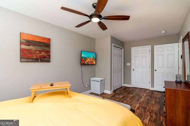 3224 Canary Ct, Decatur, GA 30032 - bedroom featuring dark wood-type flooring and a ceiling fan