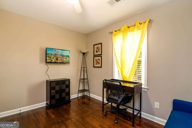 3224 Canary Ct, Decatur, GA 30032 - office featuring wood finished floors and a ceiling fan