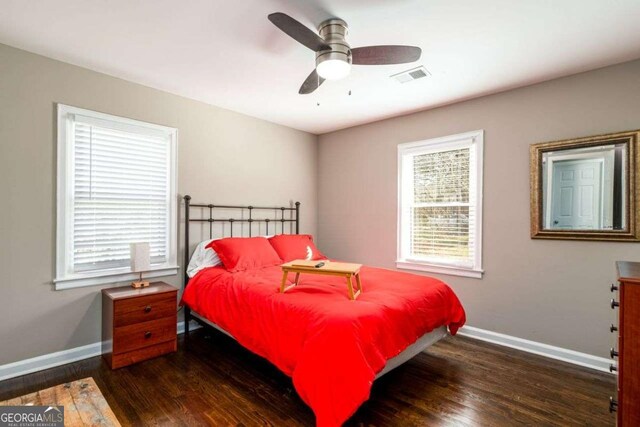 3224 Canary Ct, Decatur, GA 30032 - bedroom with wood finished floors and a ceiling fan