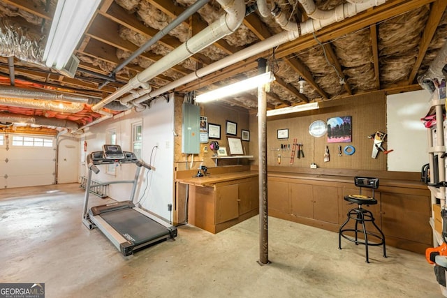 workout room with electric panel
