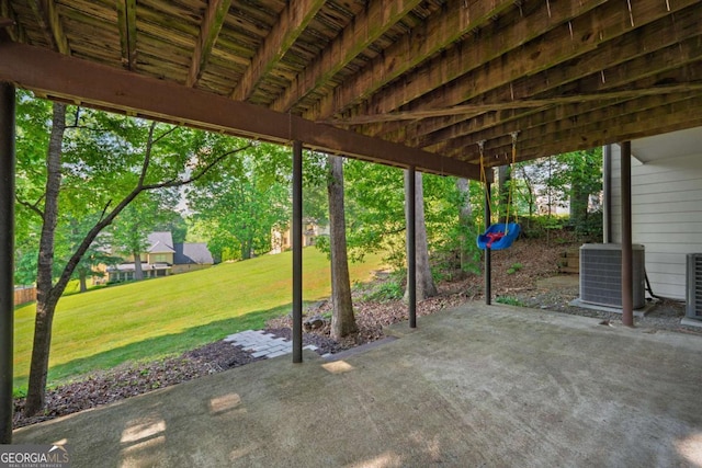 view of patio featuring central AC unit