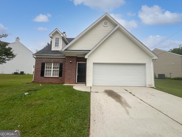 5480 Walnut Ln, Lithonia, GA 30038 - view of front of home with brick siding, a front lawn, driveway, and an attached garage