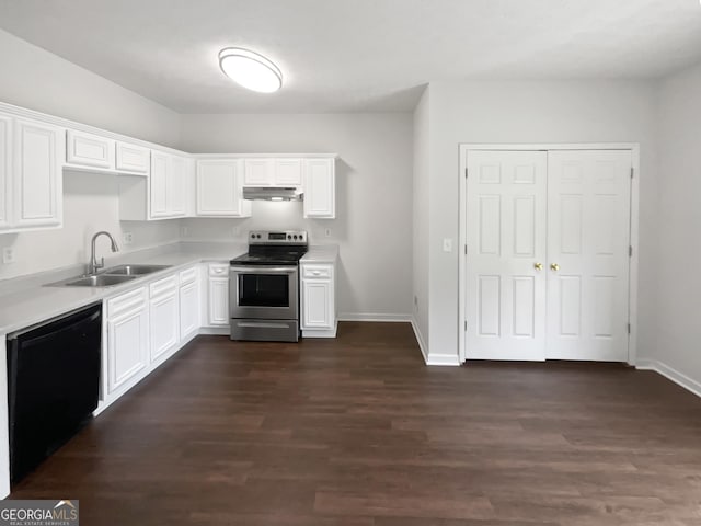 5480 Walnut Ln, Lithonia, GA 30038 - kitchen with electric stove, dishwasher, light countertops, and under cabinet range hood