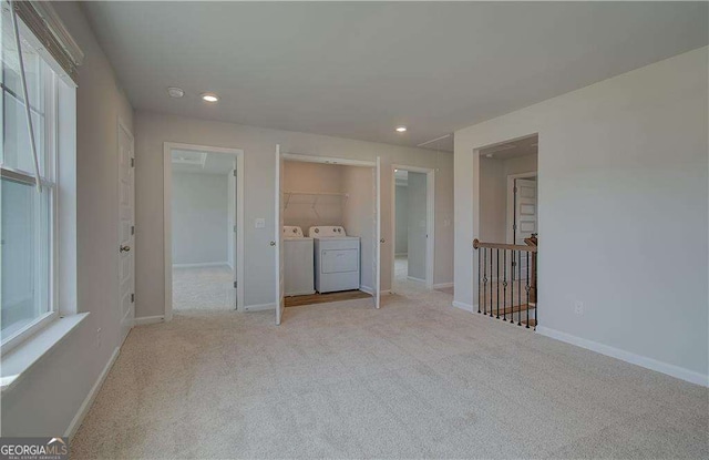 612 Sidney Ct, Stockbridge, GA 30281 - carpeted empty room with washing machine and clothes dryer, recessed lighting, baseboards, and a smoke detector
