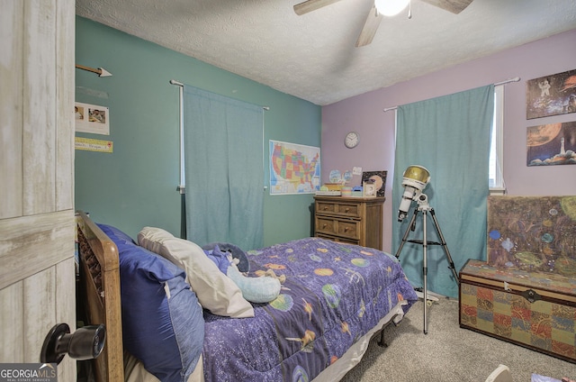 7 Valley View Dr, Cartersville, GA 30120 - bedroom featuring carpet flooring, a textured ceiling, and ceiling fan