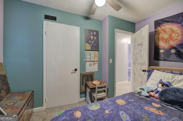 7 Valley View Dr, Cartersville, GA 30120 - bedroom with a textured ceiling, carpet flooring, and a ceiling fan