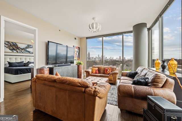 270 17th St NW Unit 1113, Atlanta, GA 30363 - living area with dark wood-style floors and floor to ceiling windows