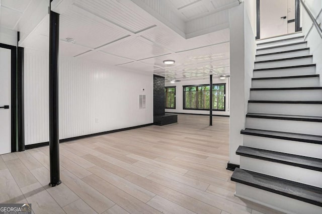 788 Sherwood Rd, Gainesville, GA 30501 - below grade area with light wood-type flooring and stairs