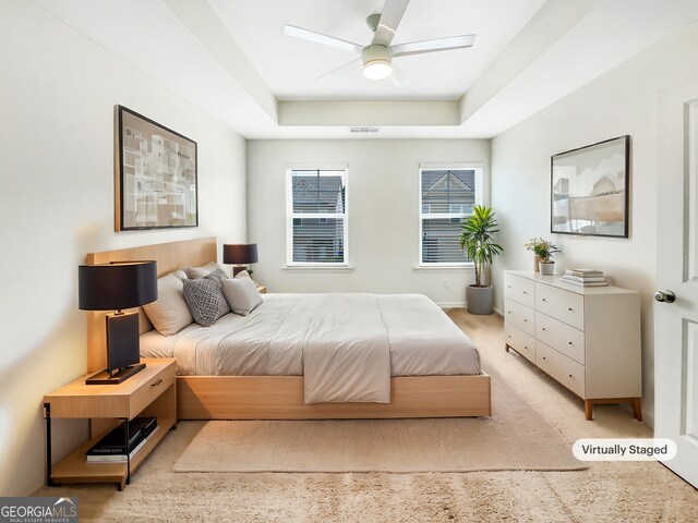 4922 Longview Walk, Decatur, GA 30035 - bedroom with a tray ceiling and ceiling fan