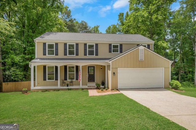 1380 Heritage Glen Dr, Marietta, GA 30068 - view of front of house featuring a garage, covered porch, driveway, and roof with shingles