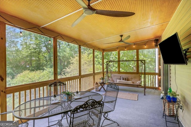 1380 Heritage Glen Dr, Marietta, GA 30068 - sunroom featuring ceiling fan, outdoor dining area, and outdoor lounge area