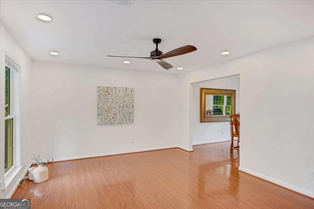 1380 Heritage Glen Dr, Marietta, GA 30068 - empty room featuring wood finished floors, a ceiling fan, recessed lighting, and baseboards