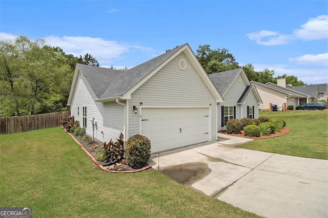 view of property exterior with driveway, an attached garage, and roof with shingles