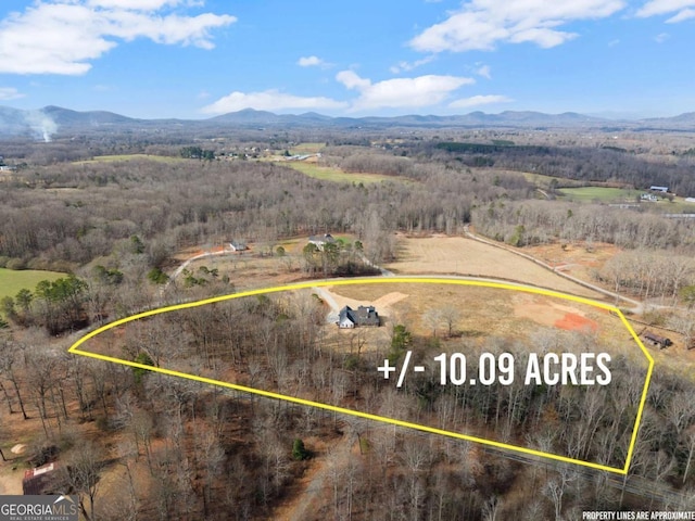 1087 Webb W Rd, Cleveland, GA 30528 - aerial view of property and surrounding area with property parcel outlined and a mountain backdrop