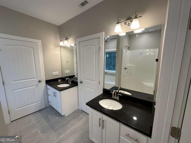 113 Sidetrack Cir, Comer, GA 30629 - bathroom featuring vanity, a shower, and tile patterned flooring