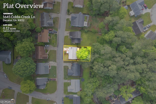1645 Cobbs Creek Ln, Decatur, GA 30032 - aerial view of property's location featuring property boundaries highlighted