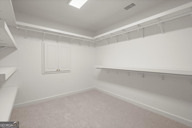 walk in closet with carpet