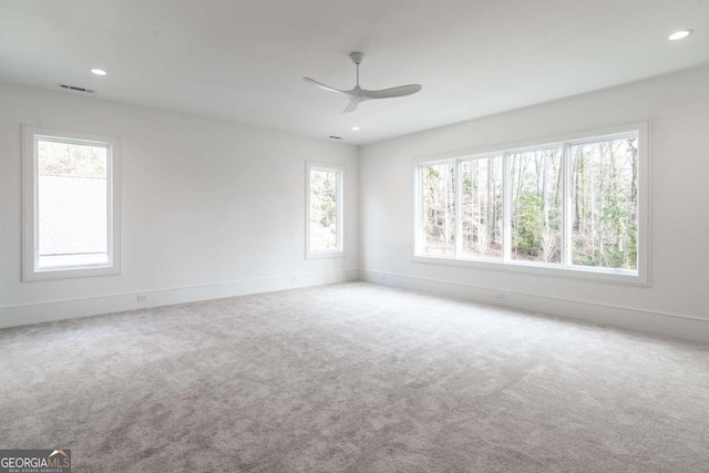 5211 Powers Ferry Rd, Sandy Springs, GA 30327 - carpeted empty room featuring a ceiling fan, baseboards, and recessed lighting