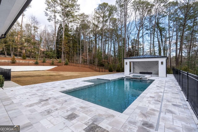 5211 Powers Ferry Rd, Sandy Springs, GA 30327 - view of swimming pool with a patio area, fence, and a pool with connected hot tub