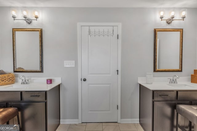 4320 Cornwall, Forsyth, GA 31029 - bathroom featuring two vanities and a chandelier