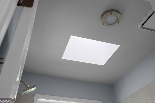 detailed view of a skylight and a smoke detector