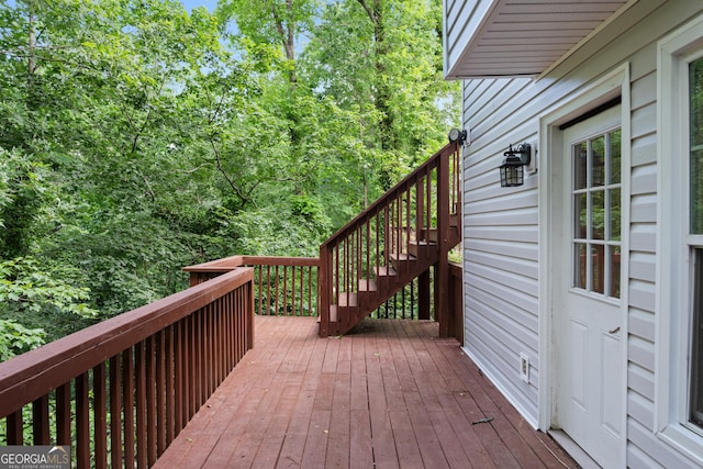 wooden terrace with stairs