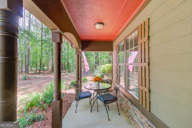 view of patio with a porch