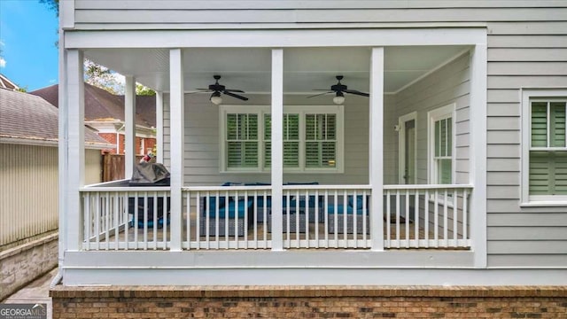 66 Mobile Ave NE, Atlanta, GA 30305 - view of patio / terrace with a ceiling fan and an outdoor pool