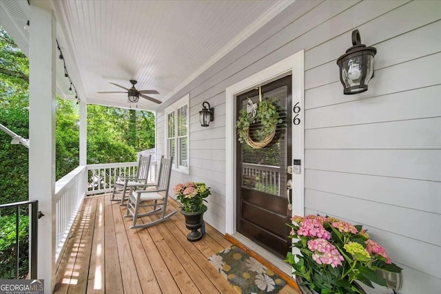 66 Mobile Ave NE, Atlanta, GA 30305 - wooden porch with ceiling fan