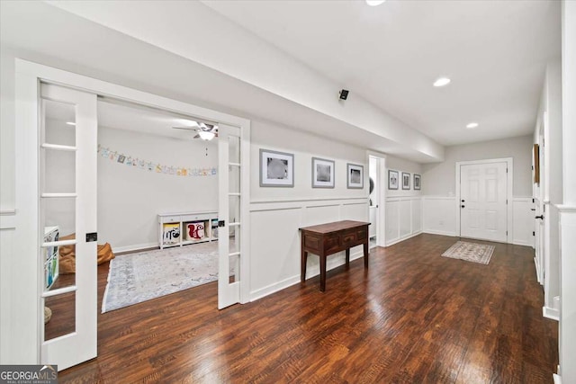 66 Mobile Ave NE, Atlanta, GA 30305 - foyer featuring dark wood-style flooring, recessed lighting, and ceiling fan