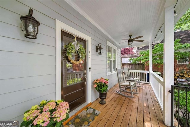 66 Mobile Ave NE, Atlanta, GA 30305 - wooden porch with ceiling fan
