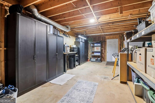 view of unfinished basement