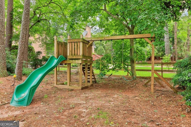 communal playground with view of scattered trees