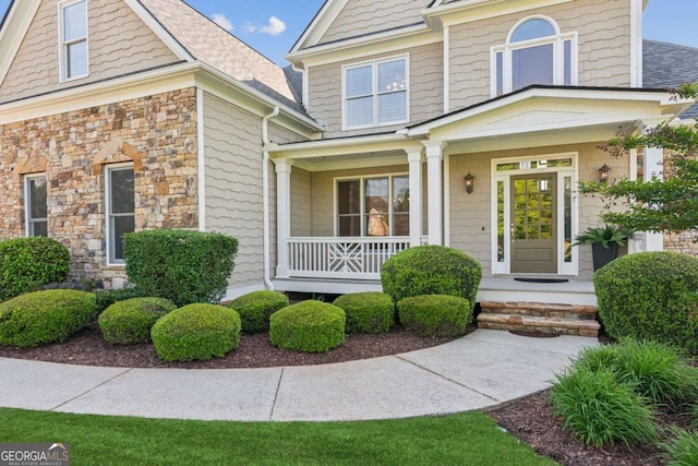 79 Gold Creek Ct, Dawsonville, GA 30534 - view of front of house featuring covered porch and stone siding