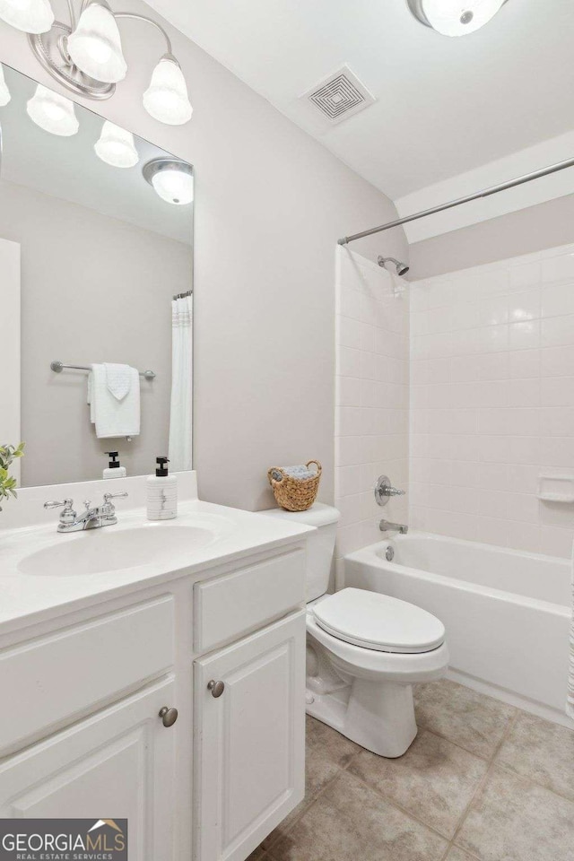 79 Gold Creek Ct, Dawsonville, GA 30534 - full bath with toilet, tile patterned flooring, shower / tub combo with curtain, and vanity